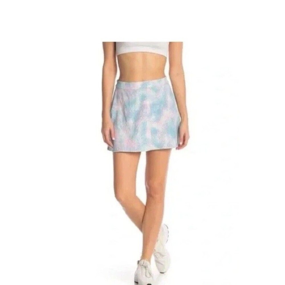 Outdoor Voices Blue & pink hatch print A-line mini skirt Pickleball Golf Medium